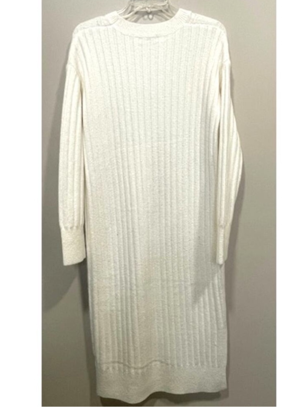Nordstrom White Ribbed Long Sleeve Sweater Dress